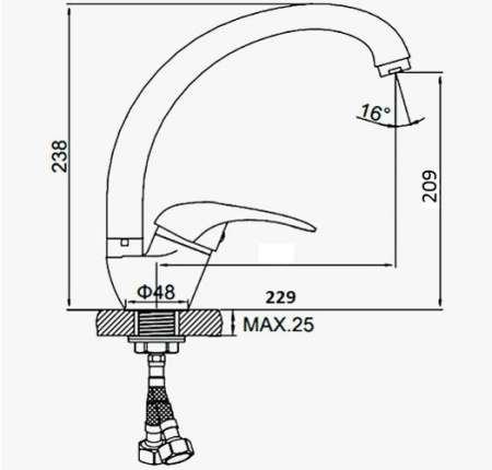 Смеситель для кухни D-Lin D150409-W на мойку бежевый