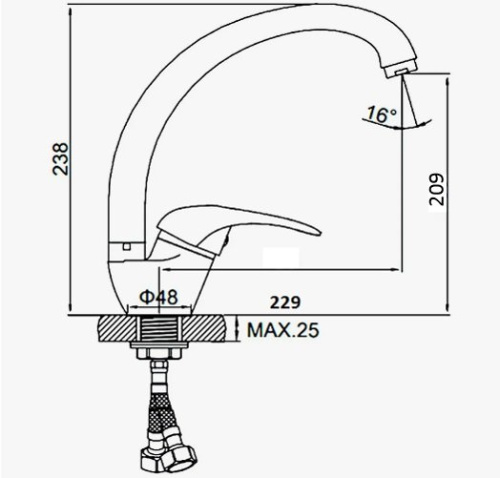 Смеситель для кухни D-Lin D150409-W на мойку бежевый - фото 2