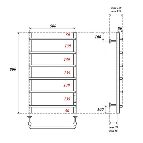 Полотенцесушитель Point Ника PN08858 электрический хром - фото 2