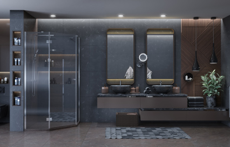 Душевая перегородка Ambassador Benefit 90HB 90х200 стекло прозрачное профиль черный Душевая перегородка Ambassador Benefit 90HB 90х200 стекло прозрачное профиль черный