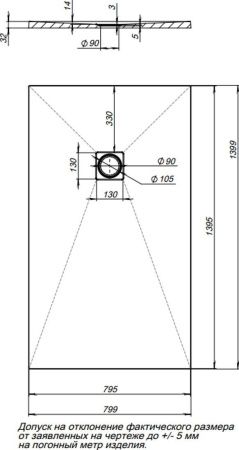 Душевой поддон из искусственного камня Aquanet Pleasure 00258892 140х80 черный без каркаса