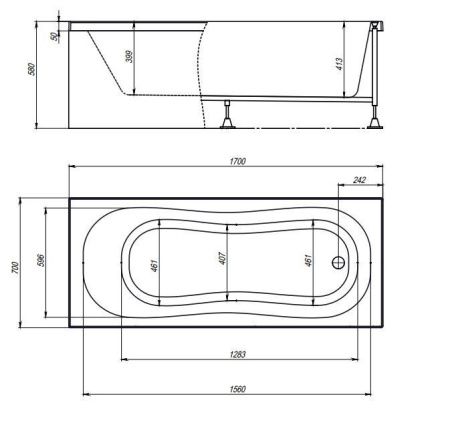 Ванна акриловая Timo INKA INKA1770-KT17-SPV1505-FP17S-TP70S 170х70 пристенная прямоугольная с каркасом