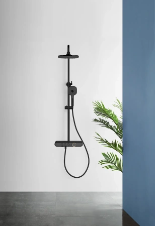 Душевая стойка Arrow AG3323SHMB настенная цвет черный с термостатом