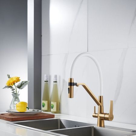 Смеситель для кухни Shevanik S278G на мойку золото