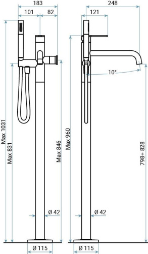Смесители Emmevi Filobrass 85030/NEO напольный черный матовый - фото 2