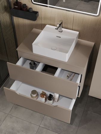 Тумба с раковиной Orange Line Li-80TuLMDF+B04-405W 80х50 цвет бежевый