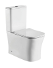 Унитаз напольный с бачком CeramaLux 1218A белый с сиденьем микролифт безободковый каскадный смыв