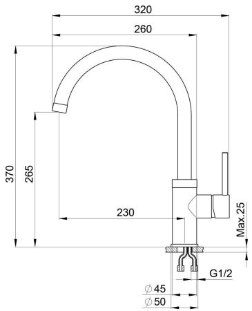 Смеситель для кухни Granula 2125, БАЗАЛЬТ на мойку серый