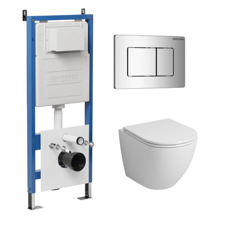 Инсталляция + кнопка смыва + унитаз Grossman Classic 97.4455SQ.04.10M