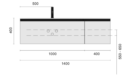Тумба под раковину Armadi Art Quatro 790-M2-140-CM-RIB-MG 140х50 подвесная цвет серый