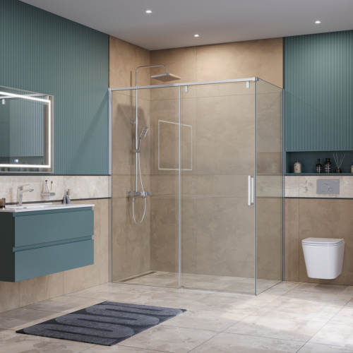Душевой уголок BelBagno SOFT CLOSE-1 SOFT_CLOSE-1-AH-1-160/90-C-Cr 160х90 стекло прозрачное профиль хром без поддона - фото 3