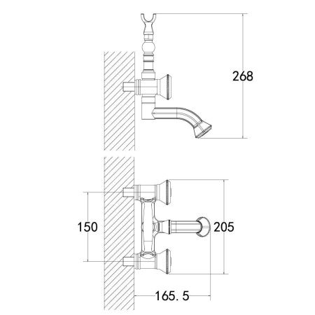 Смеситель для ванны LeMark Jasmine LM6614B настенный бронза