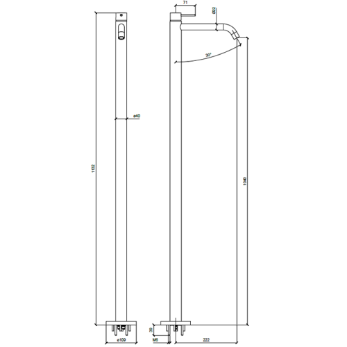 Смеситель Almar Freestanding E214007.GM напольный оружейная сталь без термостата (внешняя часть) - фото 2