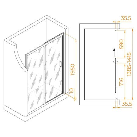 Душевая дверь RGW Passage 350801714-24 140х195 стекло матовое профиль черный