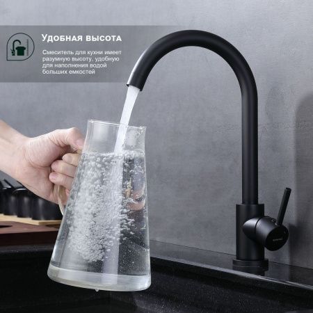 Смеситель для кухни Splenka S201 S201.40.06 на мойку черный