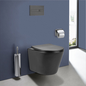 Унитаз подвесной Vincea Piatti VT1-11SMA антрацит матовый с сиденьем микролифт безободковый душевой смыв