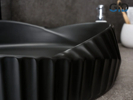 Раковина керамическая Gid Creativo 53358 60х40 накладная цвет черный без отверстий под смеситель