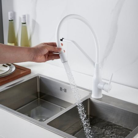 Смеситель для кухни Shevanik S343C-1 на мойку белый