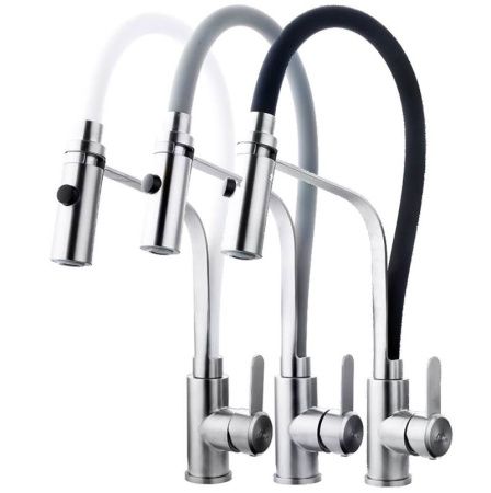 Смеситель для кухни Fashun A54112-7 на мойку черный/сатин