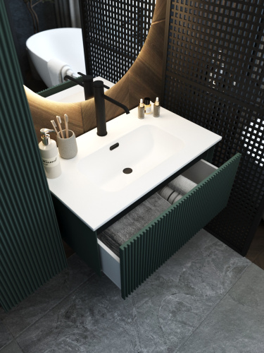 Тумба под раковину La Fenice Terra FNC-01-TER-G-80 79х45х35 подвесная цвет серый матовый - фото 5