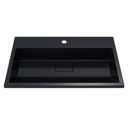 Раковина из искусственного камня Uperwood Barsa 3939193462 70х50 полувстраиваемая цвет черный