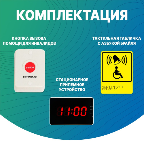 Беспроводная антивандальная кнопка вызова персонала для инвалидов (с табло и тактильной табличкой) Dstrana  APE510.1 - фото 2