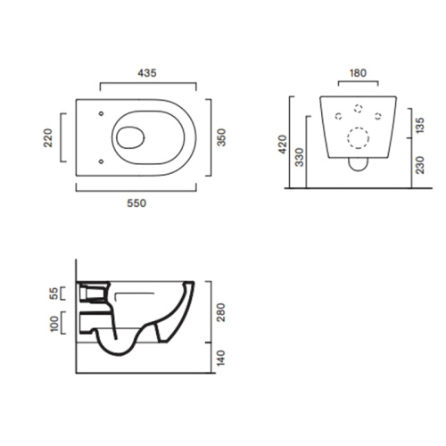 Чаша унитаза подвесная Catalano Sfera 511550023 цвет светло-серый матовый без сиденья безободковая смыв торнадо - фото 2