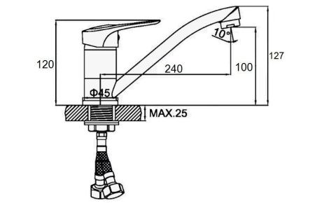Смеситель для кухни D-Lin D154428-6 на мойку хром