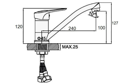Смеситель для кухни D-Lin D154428-6 на мойку хром - фото 2
