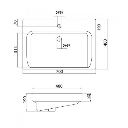 Раковина керамическая Onika Тигода 1WH302083 70х50 накладная цвет белый 1 отверстие под смеситель