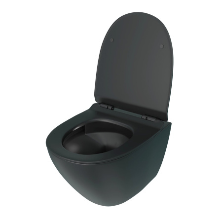 Унитаз подвесной Teymi Lina T40114 черный с сиденьем микролифт безободковый смыв торнадо