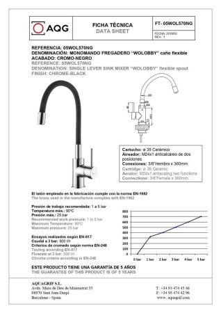 Смеситель для кухни AQG WOLLOBY 05WOL570NG на столешницу черный/хром