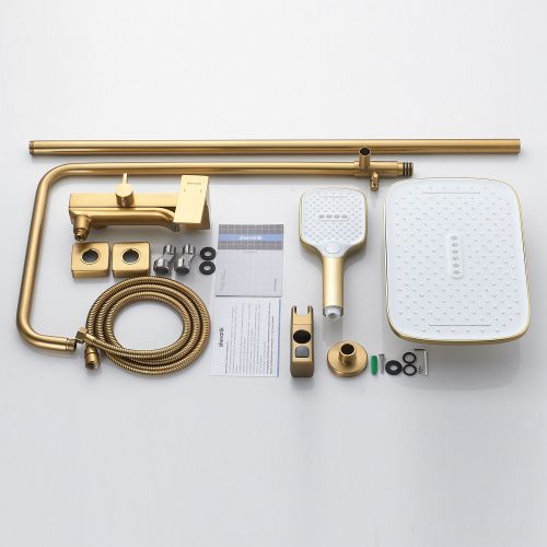 Душевая стойка Shevanik S4036G настенная цвет золотой сатин - фото 4