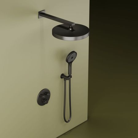 Душевая система Sancos Space SC3006GMG встраиваемая в стену с термостатом