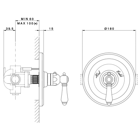 Смеситель для душа Nicolazzi Termostatico 4914CR69 встраиваемый в стену хром (внешняя часть) с термостатом