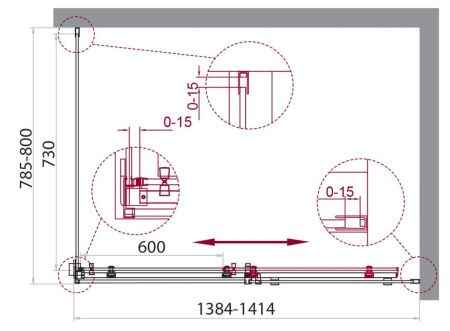 Душевой уголок BelBagno ACQUA ACQUA-AH-1-140/80-C-Cr 140х80 стекло прозрачное профиль хром без поддона