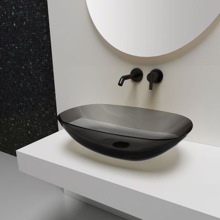 Раковина из полиэфирной смолы Vincea VBS-6T12B 50х40 накладная цвет черный без отверстий под смеситель