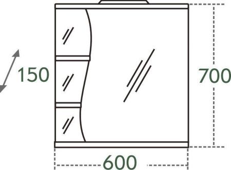 Зеркало-шкаф СанТа Волна 101014 60х70 подвесной цвет белый