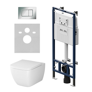 Комплект унитаз с инсталляцией с клавишей смыва Am.Pm Gem IS100251.901701 Комплект унитаз с инсталляцией с клавишей смыва Am.Pm Gem IS100251.901701