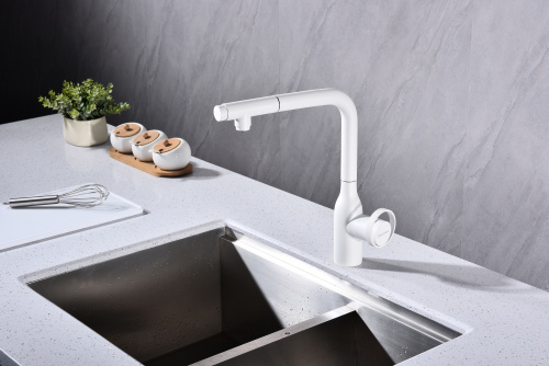 Смеситель для кухни Paulmark URBAN Ur213104-431 на раковину белый матовый - фото 3