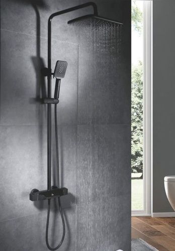 Душевая стойка Rose R3736H настенная цвет черный с термостатом - фото 4