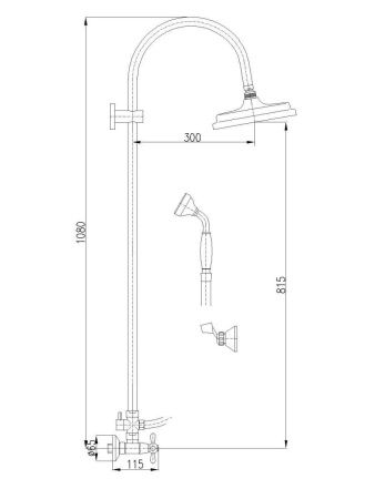 Смеситель для душа RavSlezak MORAVA RETRO MK181.5/3 настенный хром