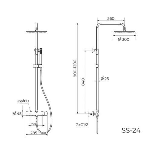 Душевая стойка Knotlor SS-24 настенная цвет сатин с термостатом - фото 3