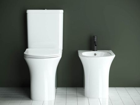 Унитаз напольный с бачком Ceramica Nova STAR CN1904 белый с сиденьем микролифт безободковый душевой смыв