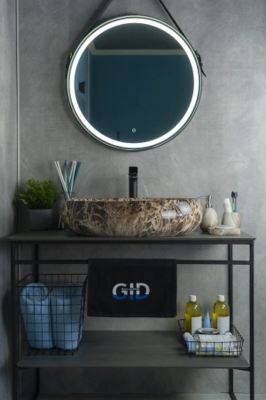 Раковина керамическая Gid Lago 54409 60х40 накладная цвет многоцветный без отверстий под смеситель