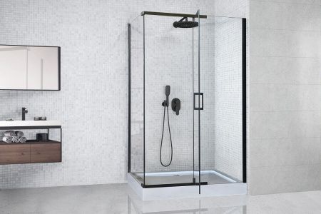 Душевой уголок Royal Bath HPV RB9140HPV-T-BL 140х90 стекло прозрачное профиль черный с поддоном