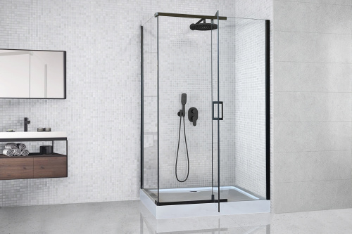 Душевой уголок Royal Bath HPV RB9140HPV-T-BL 140х90 стекло прозрачное профиль черный с поддоном