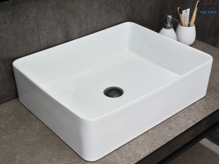 Раковина керамическая Gid Geométrico 51236 50х40 накладная цвет белый без отверстий под смеситель