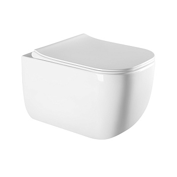 Унитаз подвесной CHARUS TORRE BIANCA EWC700-126W белый с сиденьем микролифт безободковый каскадный смыв