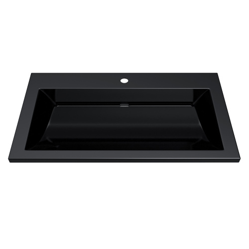 Раковина из литьевого мрамора Uperwood Infinity RInfinity80bg 80х45 полувстраиваемая цвет черный - фото 3